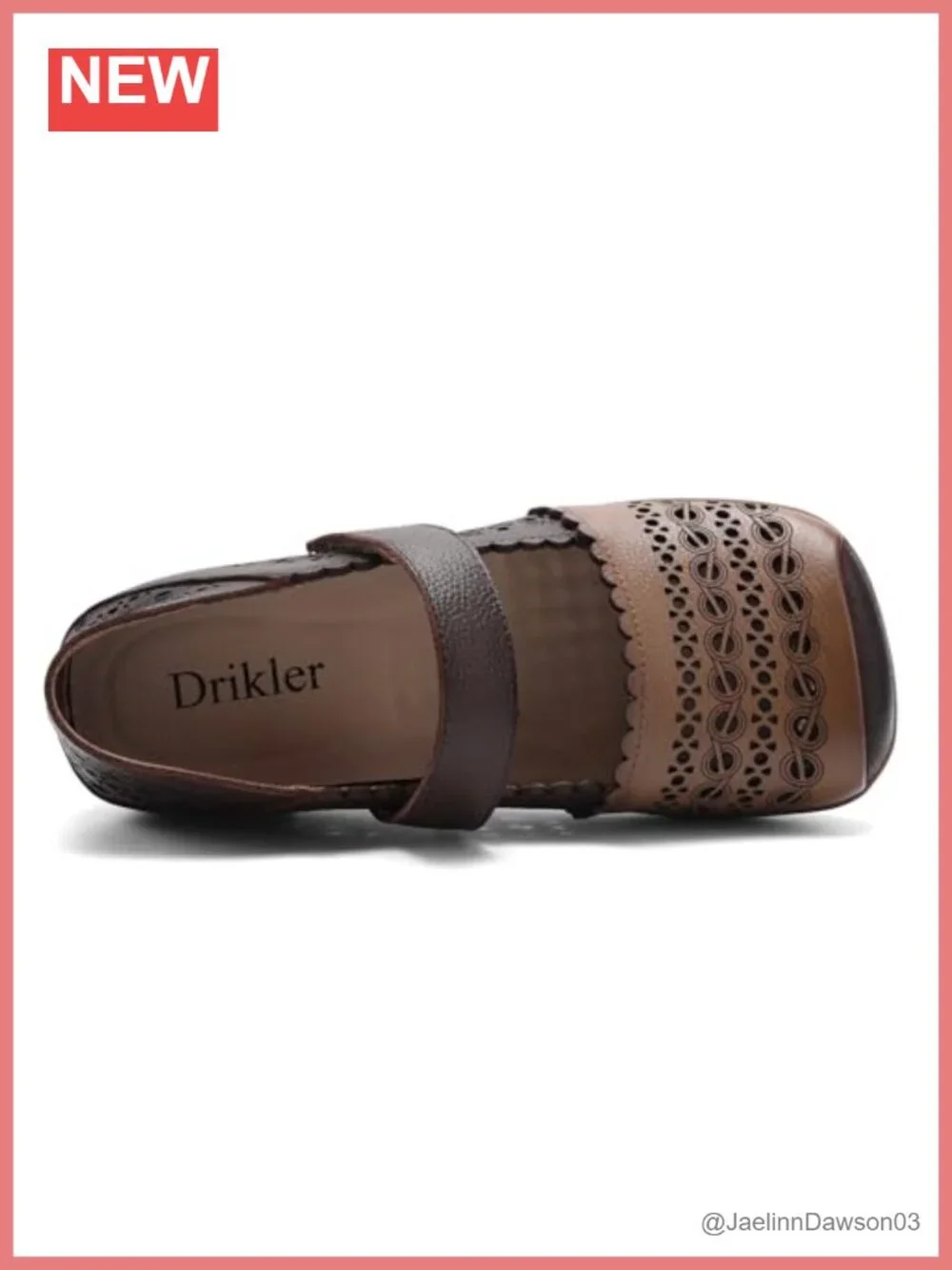 Women's Leather Mary Jane Flats Cut Out Slip-On Walking Loafers Breathable